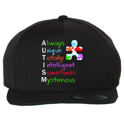 My Gift Is Autism: Always Unique Totally Intelligent Sometime Mysterious Puzzle Wool Snapback Cap