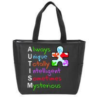 My Gift Is Autism: Always Unique Totally Intelligent Sometime Mysterious Puzzle Zip Tote Bag