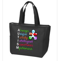 My Gift Is Autism: Always Unique Totally Intelligent Sometime Mysterious Puzzle Zip Tote Bag
