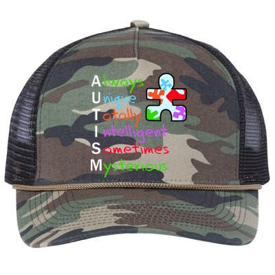 My Gift Is Autism: Always Unique Totally Intelligent Sometime Mysterious Puzzle Retro Rope Trucker Hat Cap