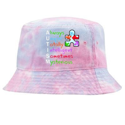 My Gift Is Autism: Always Unique Totally Intelligent Sometime Mysterious Puzzle Tie-Dyed Bucket Hat