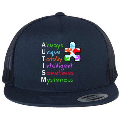 My Gift Is Autism: Always Unique Totally Intelligent Sometime Mysterious Puzzle Flat Bill Trucker Hat