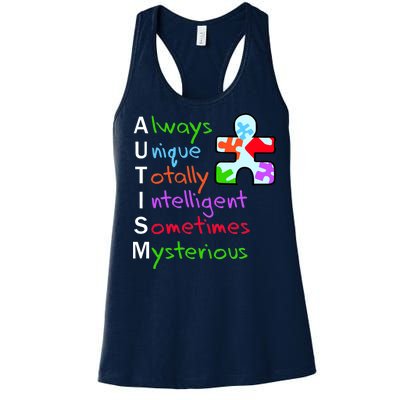 My Gift Is Autism: Always Unique Totally Intelligent Sometime Mysterious Puzzle Women's Racerback Tank