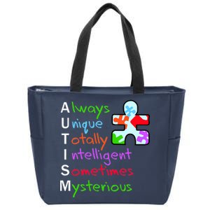 My Gift Is Autism: Always Unique Totally Intelligent Sometime Mysterious Puzzle Zip Tote Bag