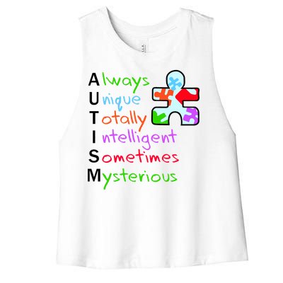 My Gift Is Autism: Always Unique Totally Intelligent Sometime Mysterious Puzzle Women's Racerback Cropped Tank