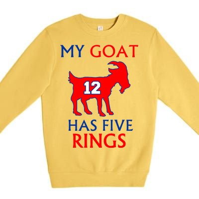 My Goat #12 Has Five Rings New England Football Champs Premium Crewneck Sweatshirt