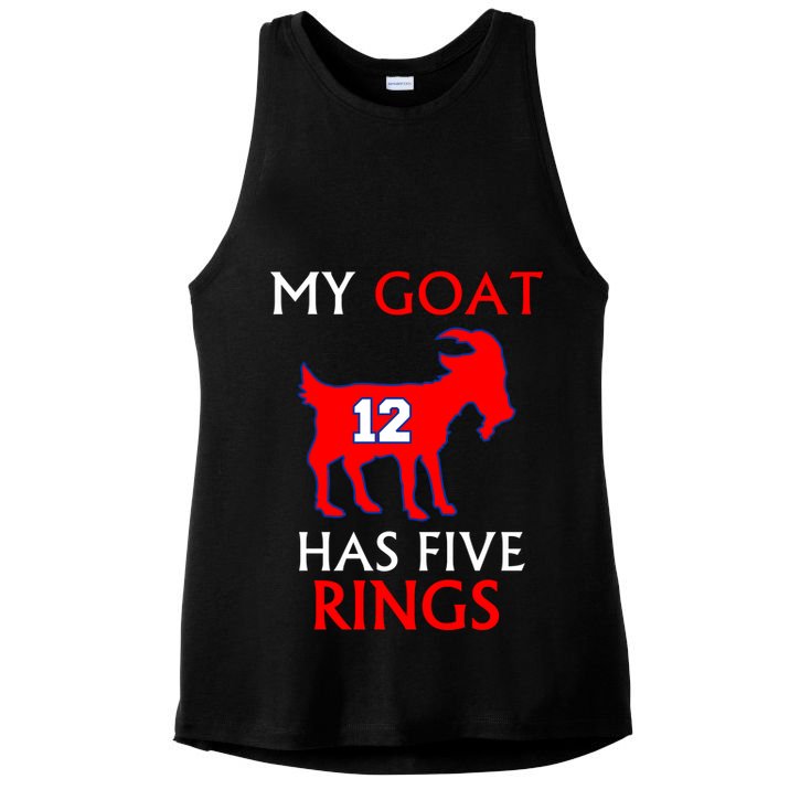 My Goat #12 Has Five Rings New England Football Champs Ladies PosiCharge Tri-Blend Wicking Tank