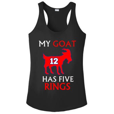 My Goat #12 Has Five Rings New England Football Champs Ladies PosiCharge Competitor Racerback Tank