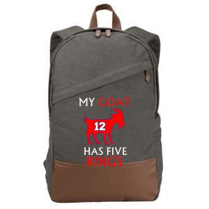 My Goat #12 Has Five Rings New England Football Champs Cotton Canvas Backpack