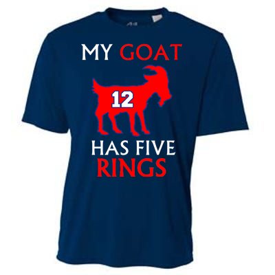 My Goat #12 Has Five Rings New England Football Champs Cooling Performance Crew T-Shirt