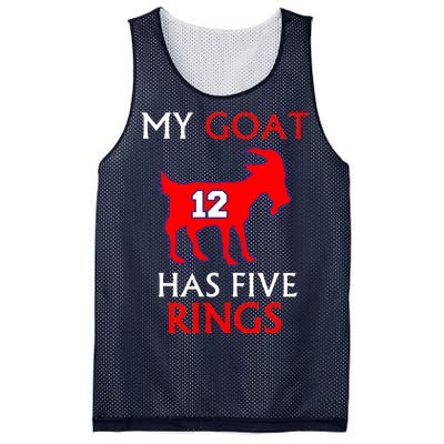 My Goat #12 Has Five Rings New England Football Champs Mesh Reversible Basketball Jersey Tank