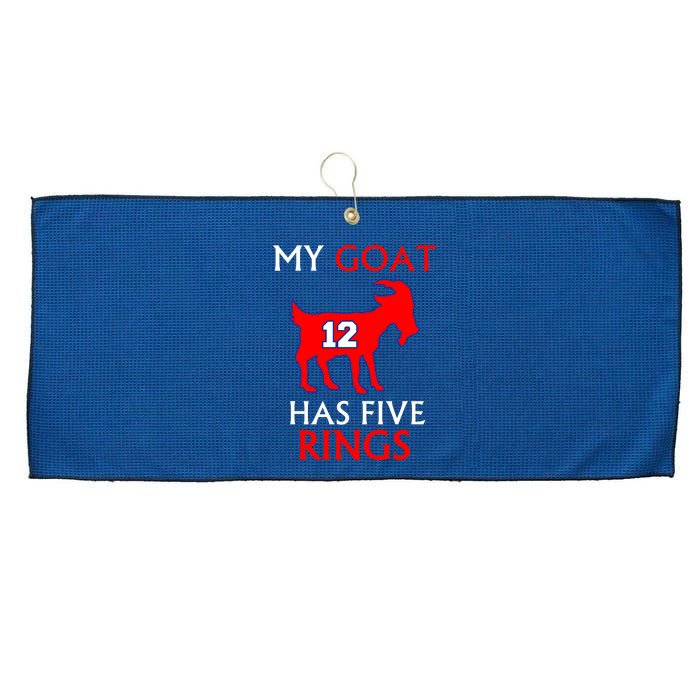 My Goat #12 Has Five Rings New England Football Champs Large Microfiber Waffle Golf Towel