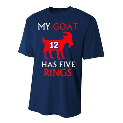 My Goat #12 Has Five Rings New England Football Champs Performance Sprint T-Shirt