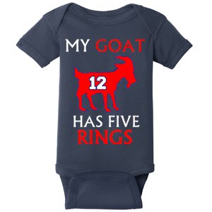 My Goat #12 Has Five Rings New England Football Champs Baby Bodysuit