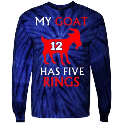 My Goat #12 Has Five Rings New England Football Champs Tie-Dye Long Sleeve Shirt