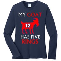 My Goat #12 Has Five Rings New England Football Champs Ladies Long Sleeve Shirt