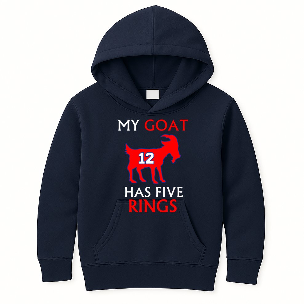My Goat #12 Has Five Rings New England Football Champs Kids Hoodie