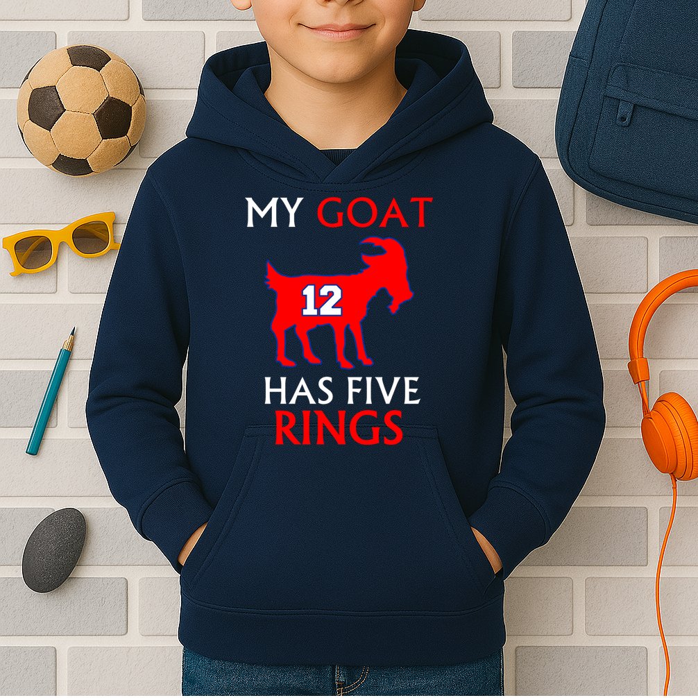 My Goat #12 Has Five Rings New England Football Champs Kids Hoodie