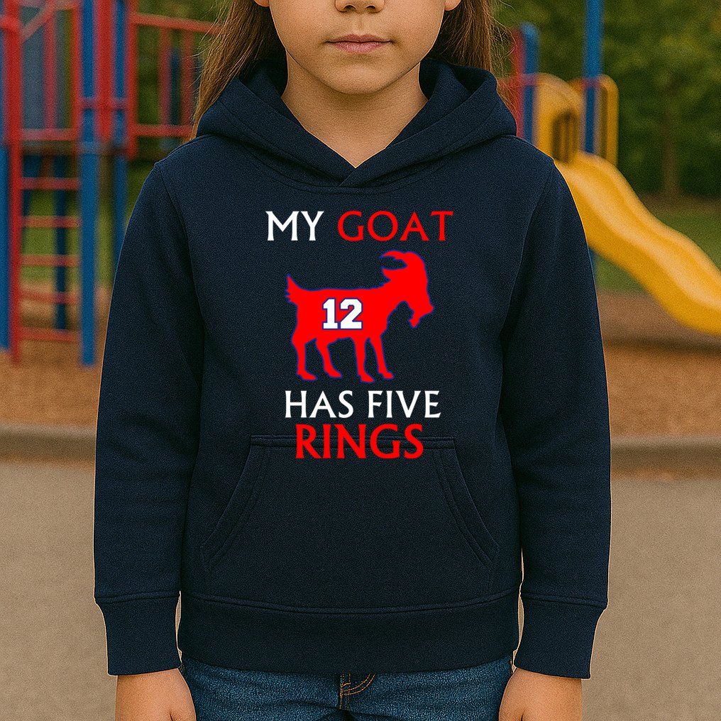 My Goat #12 Has Five Rings New England Football Champs Kids Hoodie