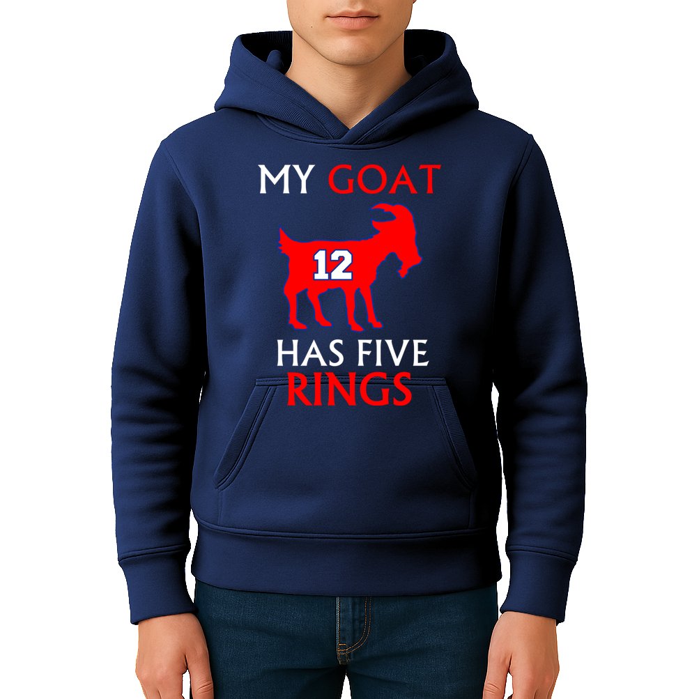 My Goat #12 Has Five Rings New England Football Champs Kids Hoodie