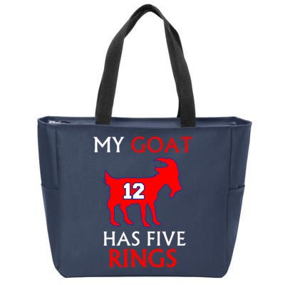 My Goat #12 Has Five Rings New England Football Champs Zip Tote Bag
