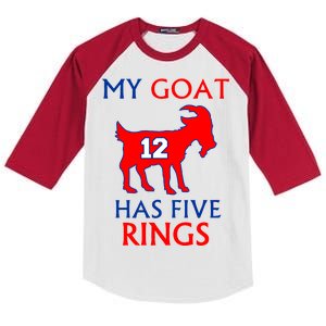 My Goat #12 Has Five Rings New England Football Champs Kids Colorblock Raglan Jersey