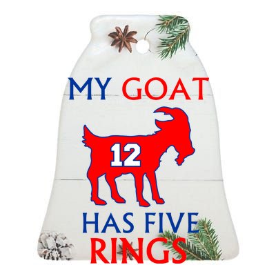 My Goat #12 Has Five Rings New England Football Champs Ceramic Bell Ornament