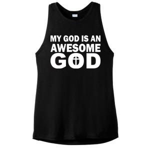 My God Is An Awesome God Jesus Ladies PosiCharge Tri-Blend Wicking Tank