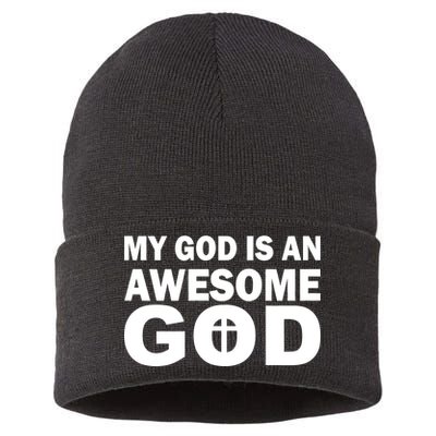 My God Is An Awesome God Jesus Sustainable Knit Beanie