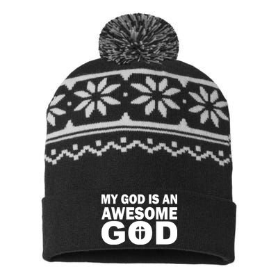 My God Is An Awesome God Jesus USA-Made Snowflake Beanie