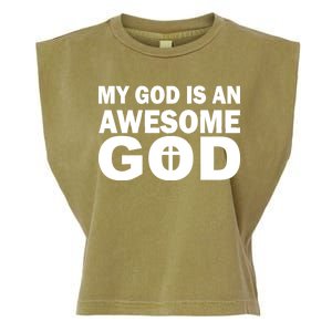 My God Is An Awesome God Jesus Garment-Dyed Women's Muscle Tee