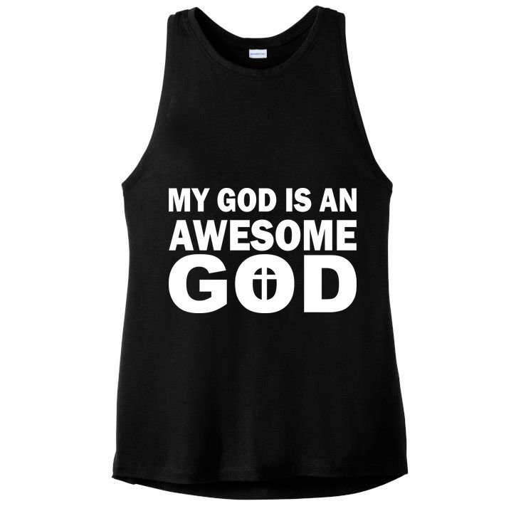 My God Is An Awesome God Ladies PosiCharge Tri-Blend Wicking Tank