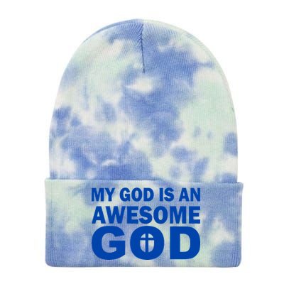 My God Is An Awesome God Tie Dye 12in Knit Beanie