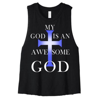 My God Is An Awesome God Jesus Women's Racerback Cropped Tank