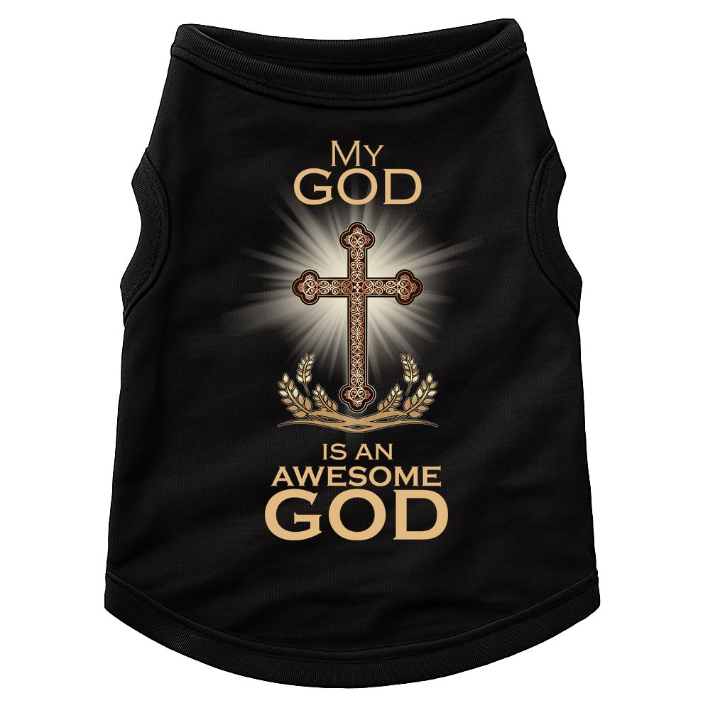 My God Is An Awesome God Vintage Cross Doggie Tank