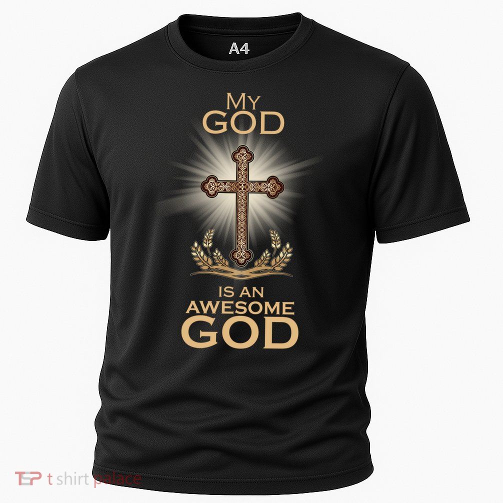 My God Is An Awesome God Vintage Cross Performance Shirt