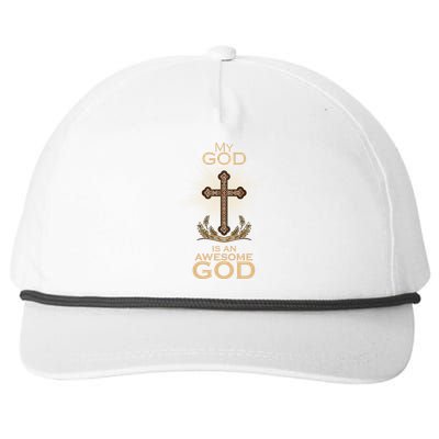 My God Is An Awesome God Vintage Cross Snapback Five-Panel Rope Hat