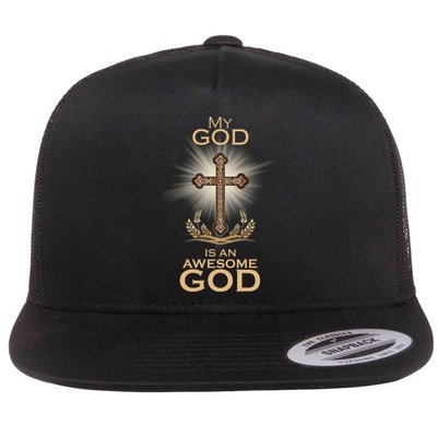 My God Is An Awesome God Vintage Cross Flatbill Hat