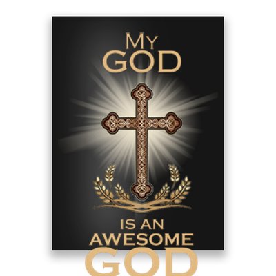 My God Is An Awesome God Vintage Cross Poster