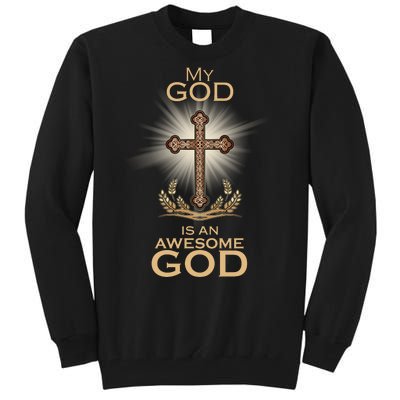 My God Is An Awesome God Vintage Cross Tall Sweatshirt