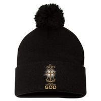 My God Is An Awesome God Vintage Cross Pom Pom 12in Knit Beanie