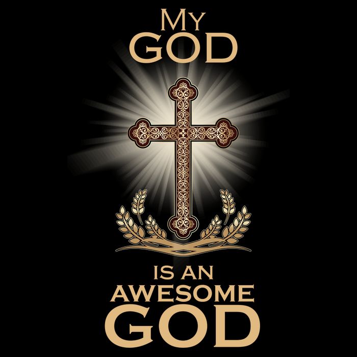 My God Is An Awesome God Vintage Cross Baby Bodysuit
