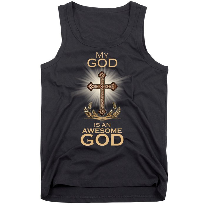 My God Is An Awesome God Vintage Cross Tank Top