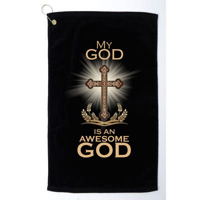 My God Is An Awesome God Vintage Cross Golf Towel