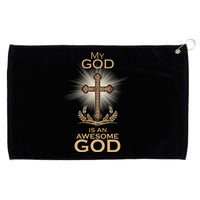 My God Is An Awesome God Vintage Cross Grommeted Golf Towel