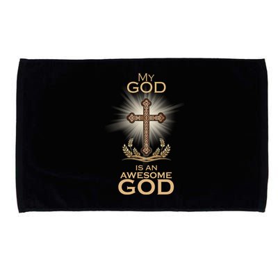 My God Is An Awesome God Vintage Cross Microfiber Hand Towel