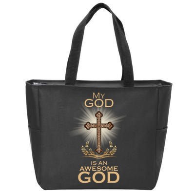 My God Is An Awesome God Vintage Cross Zip Tote Bag