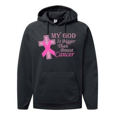 My God Is Bigger Than Breast Cancer Performance Fleece Hoodie