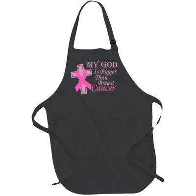 My God Is Bigger Than Breast Cancer Full-Length Apron With Pockets