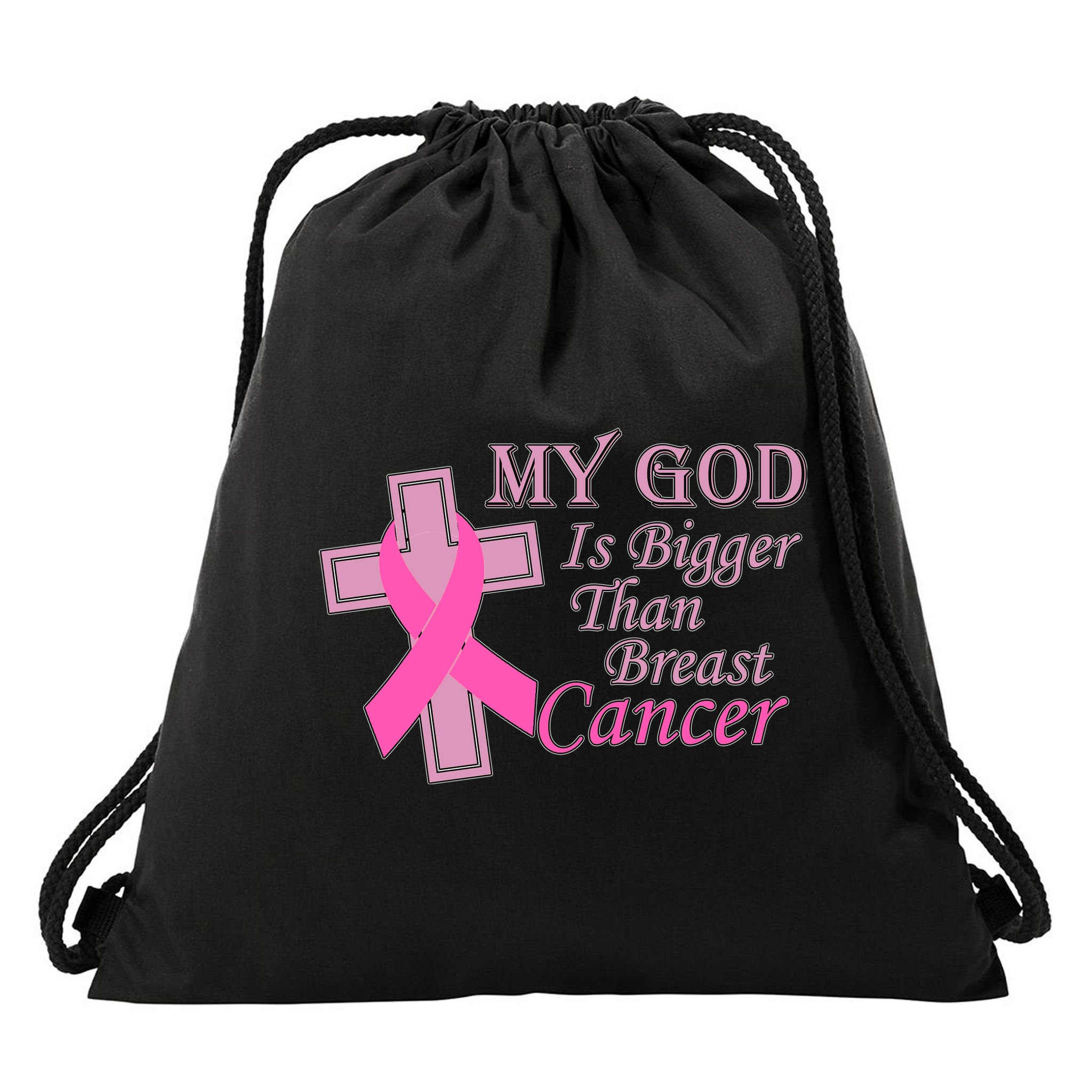 My God Is Bigger Than Breast Cancer Drawstring Bag